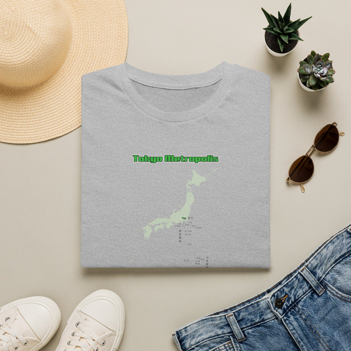 東京都 地図デザインTシャツ｜TOKYO METROPOLIS・伊豆諸島・小笠原諸島｜ユニセックス コットンTシャツ