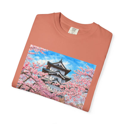 弘前城と桜 Tシャツ｜日本の春風景｜ユニセックス コットンTシャツ