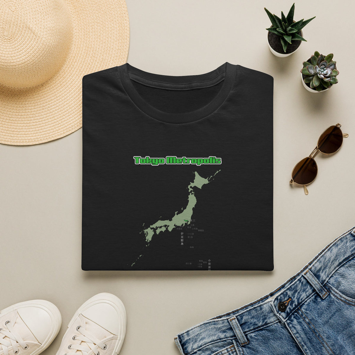 東京都 地図デザインTシャツ｜TOKYO METROPOLIS・伊豆諸島・小笠原諸島｜ユニセックス コットンTシャツ