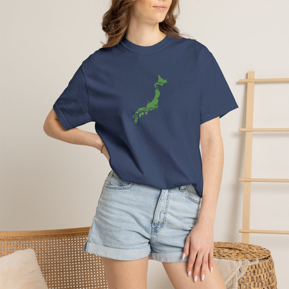 日本列島マップ Tシャツ｜主要都市入り｜Japan Map｜ユニセックス コットンTシャツ