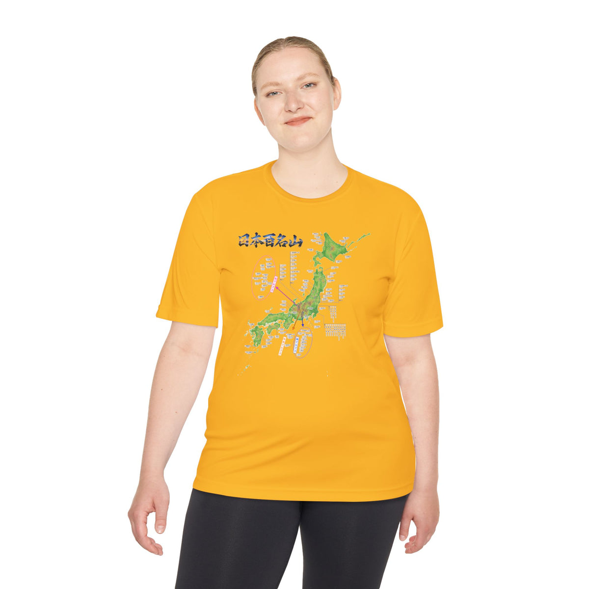 日本百名山マップTシャツ（チェックボックス付）｜100名山・標高記載・速乾ユニセックス・見やすさ重視マップ・ポリエステル１００％