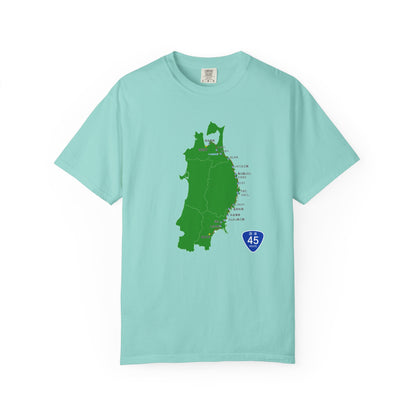 国道４５号線 仙台～青森ルートマップ Tシャツ｜ユニセックス コットンTシャツ