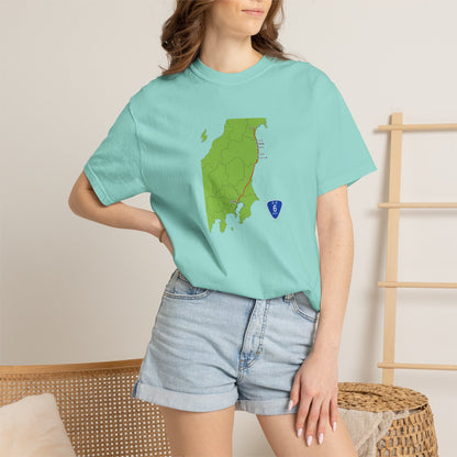 国道６号線 日本橋～仙台ルートマップ Tシャツ｜ユニセックス コットンTシャツ