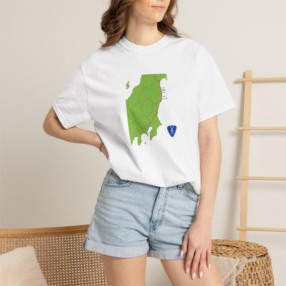国道６号線 日本橋～仙台ルートマップ Tシャツ｜ユニセックス コットンTシャツ