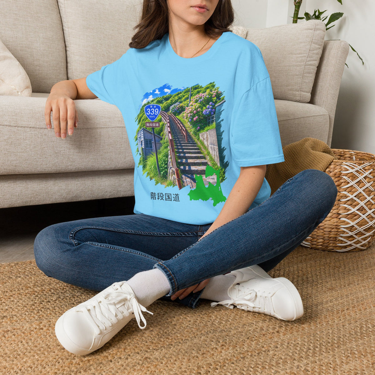 国道３３９号線　階段国道Tシャツ　 — 青森　道の駅４ヵ所ルートマップ