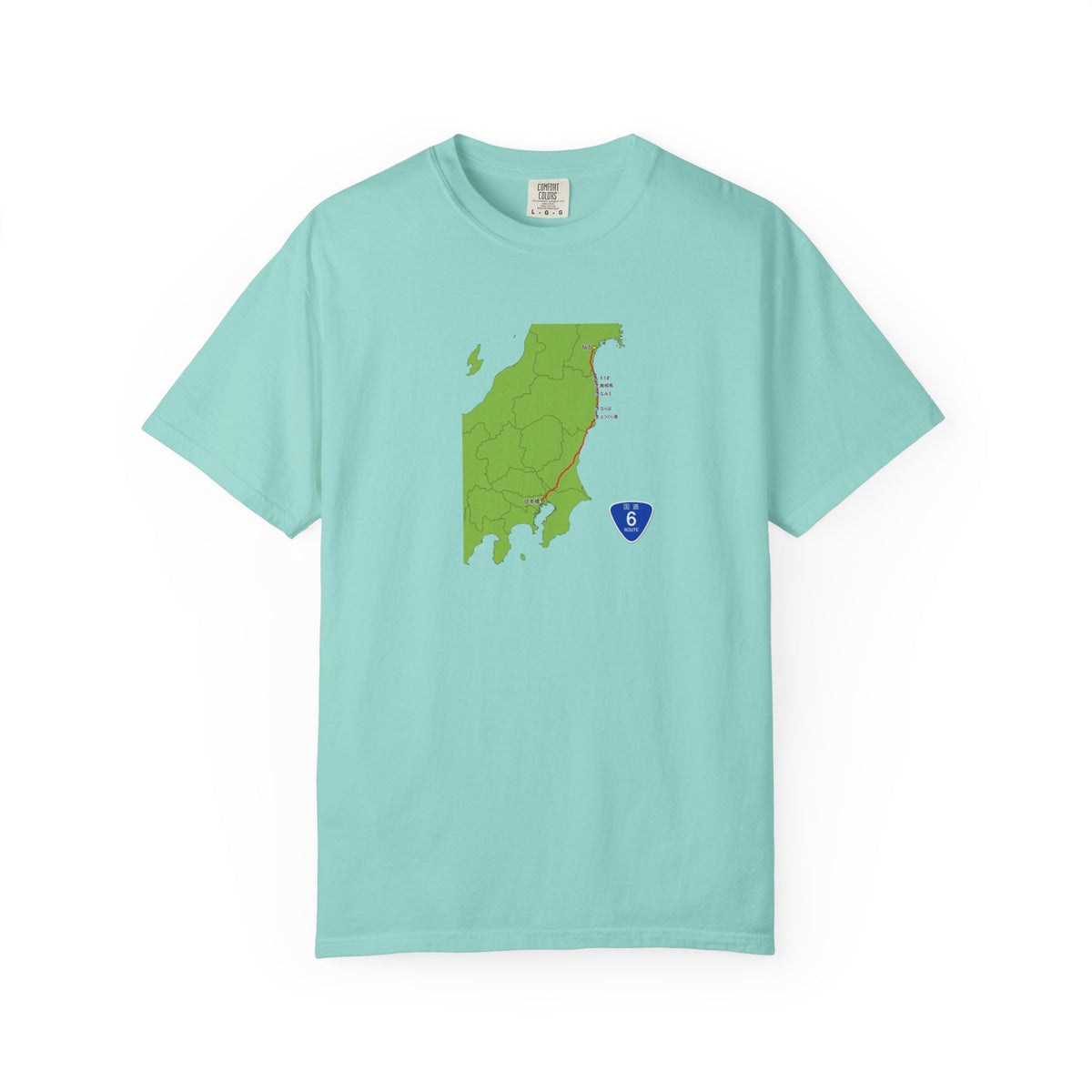 国道６号線 日本橋～仙台ルートマップ Tシャツ｜ユニセックス コットンTシャツ