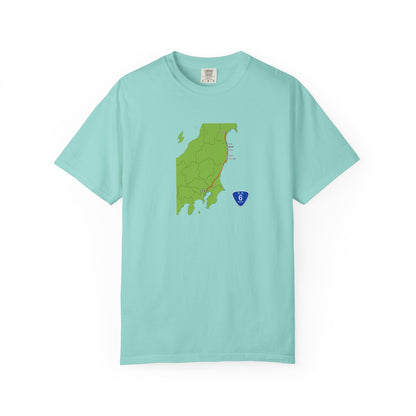 国道６号線 日本橋～仙台ルートマップ Tシャツ｜ユニセックス コットンTシャツ