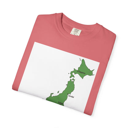 日本列島マップ Tシャツ｜主要都市入り｜Japan Map｜ユニセックス コットンTシャツ