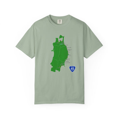 国道４５号線 仙台～青森ルートマップ Tシャツ｜ユニセックス コットンTシャツ