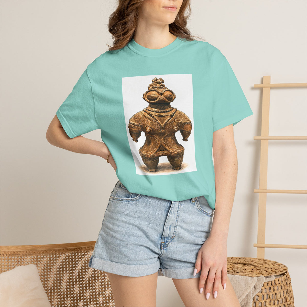 遮光器土偶 Tシャツ｜縄文文化デザイン｜ユニセックス コットンTシャツ