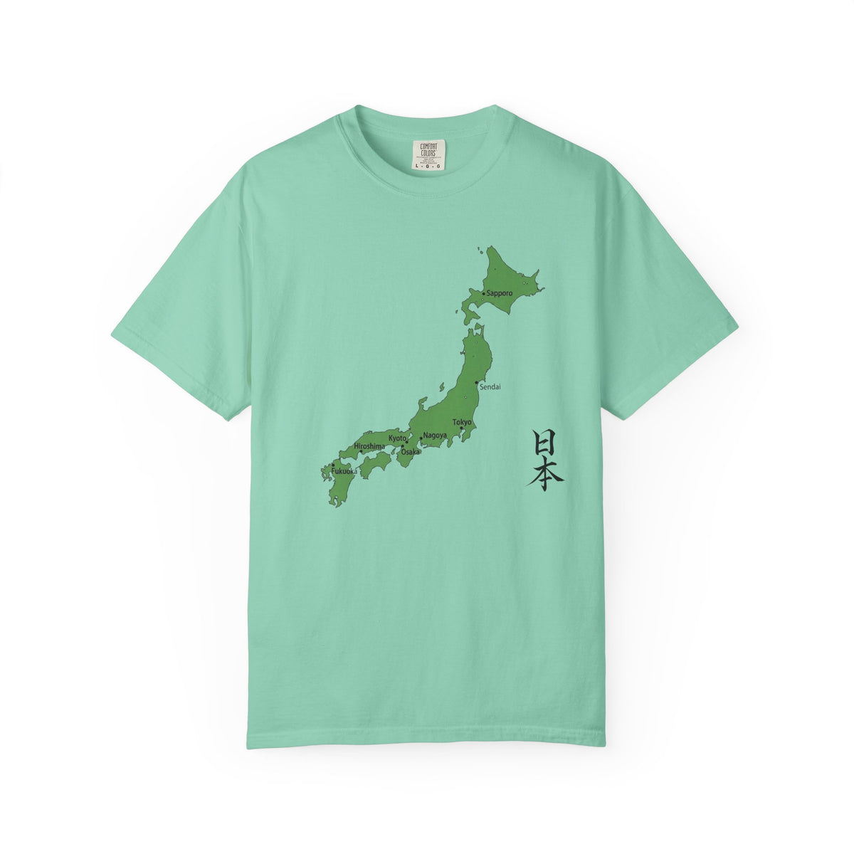 日本列島マップ Tシャツ｜主要都市入り｜Japan Map｜日本｜ユニセックス コットンTシャツ