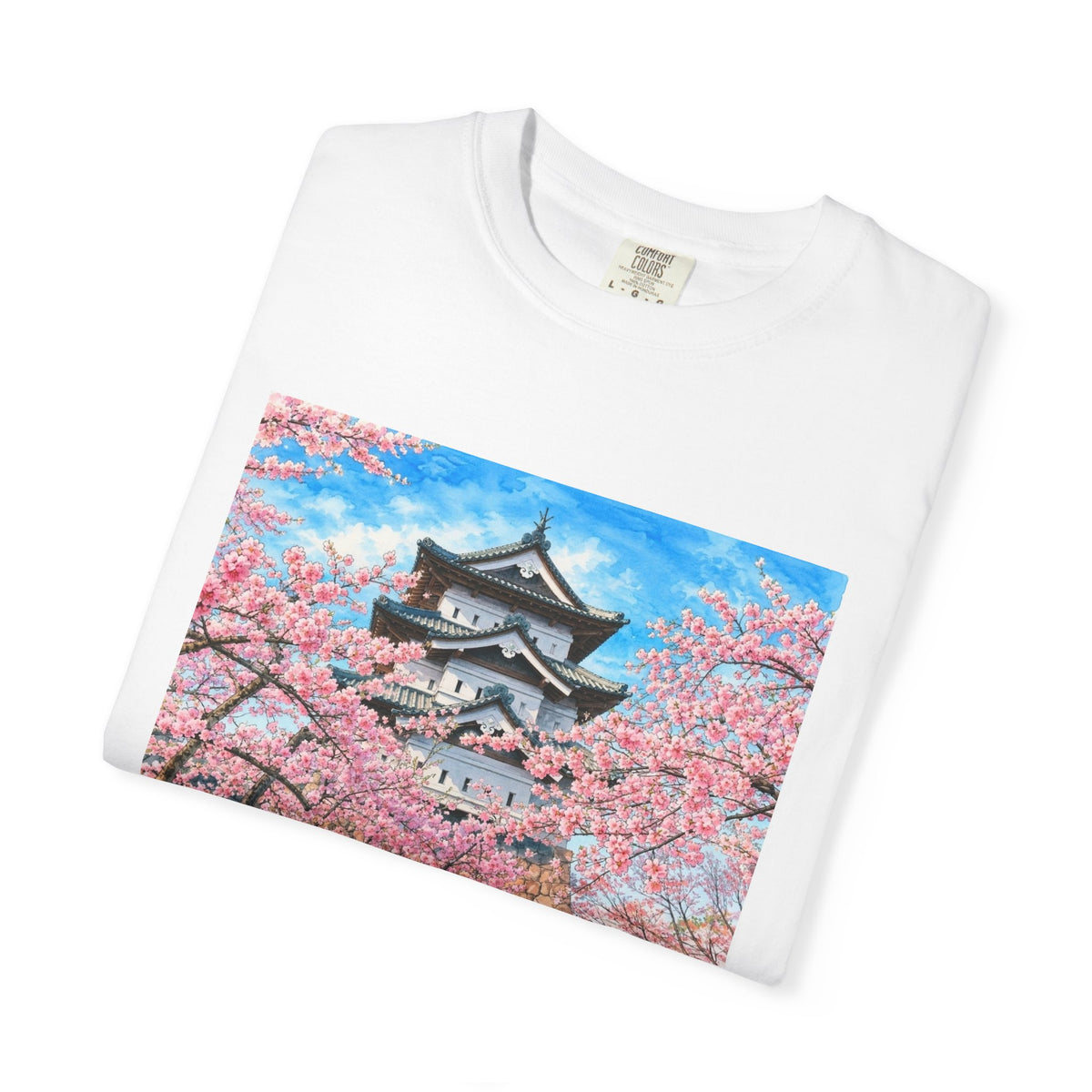 弘前城と桜 Tシャツ｜日本の春風景｜ユニセックス コットンTシャツ