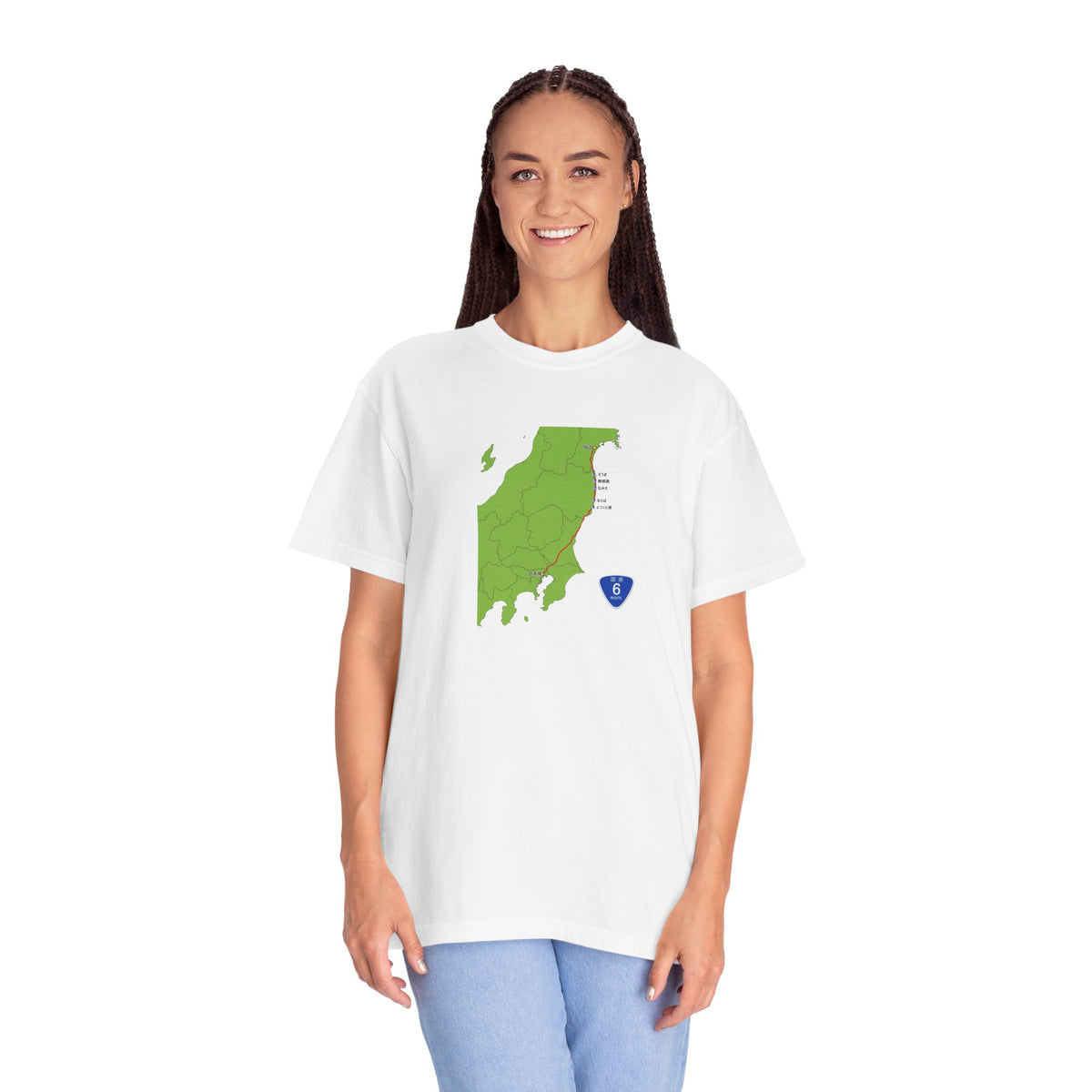 国道６号線 日本橋～仙台ルートマップ Tシャツ｜ユニセックス コットンTシャツ