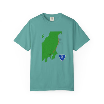 国道６号線 日本橋～仙台ルートマップ Tシャツ｜ユニセックス コットンTシャツ