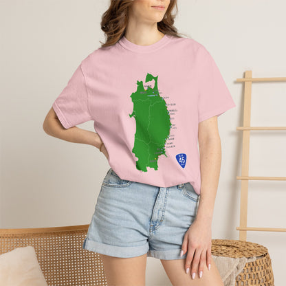国道４５号線 仙台～青森ルートマップ Tシャツ｜ユニセックス コットンTシャツ