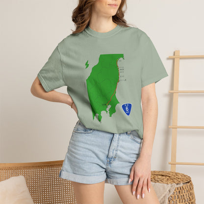 国道６号線 日本橋～仙台ルートマップ Tシャツ｜ユニセックス コットンTシャツ