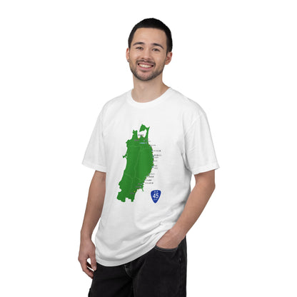 国道４５号線 仙台～青森ルートマップ Tシャツ｜ユニセックス コットンTシャツ