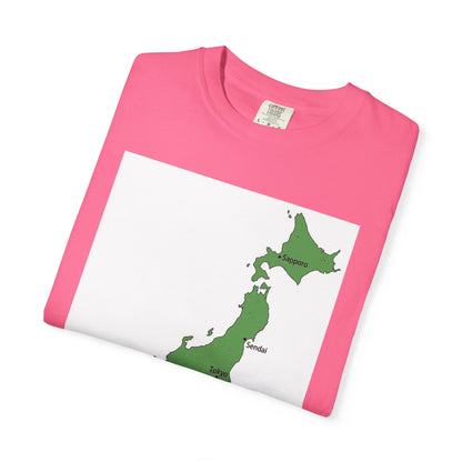 日本列島マップ Tシャツ｜主要都市入り｜Japan Map｜ユニセックス コットンTシャツ