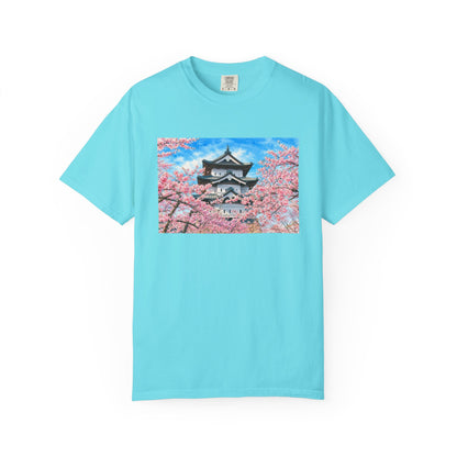 弘前城と桜 Tシャツ｜日本の春風景｜ユニセックス コットンTシャツ
