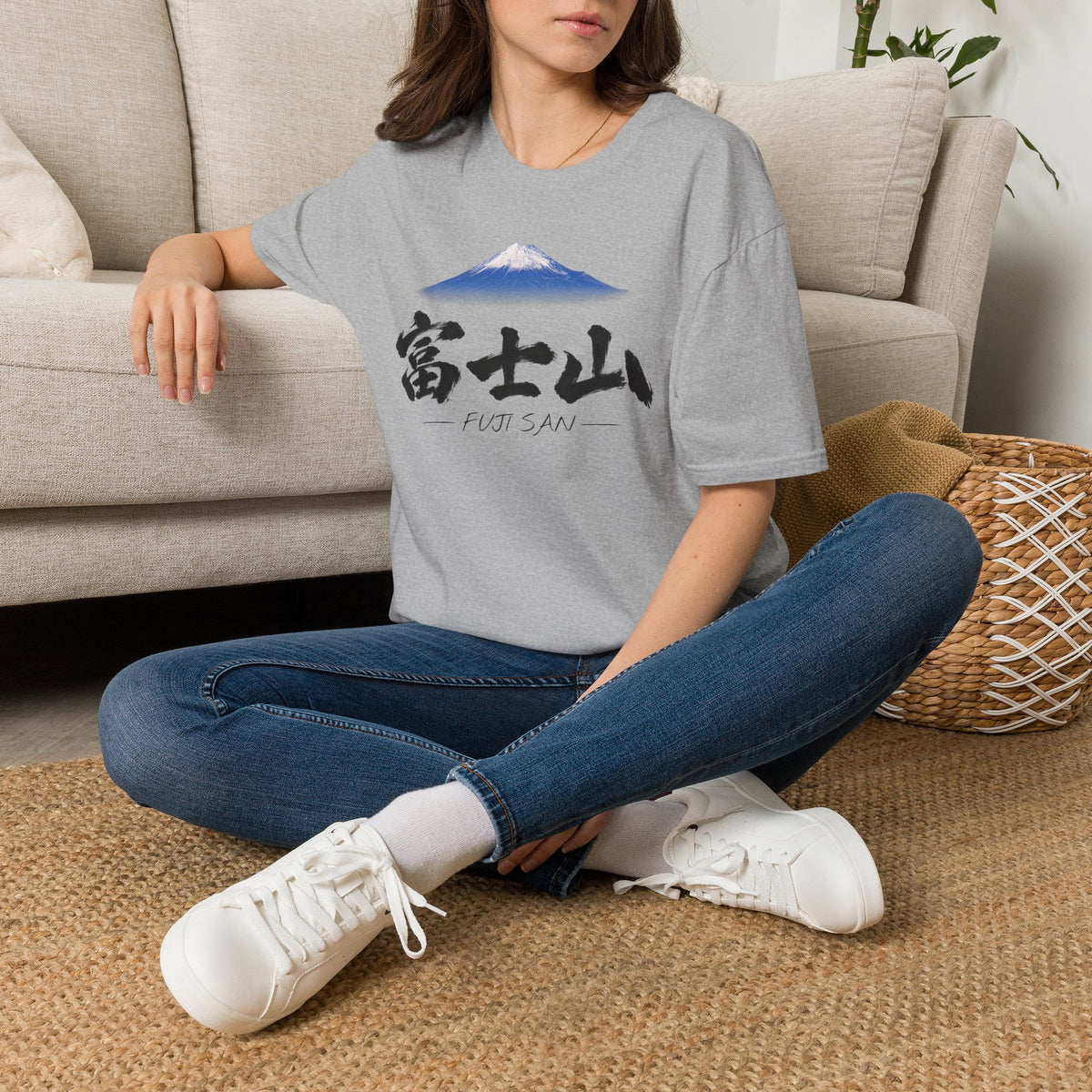 富士山 Mount Fuji T-Shirt | Japanese Calligraphy & Fuji San Photo Art Tee