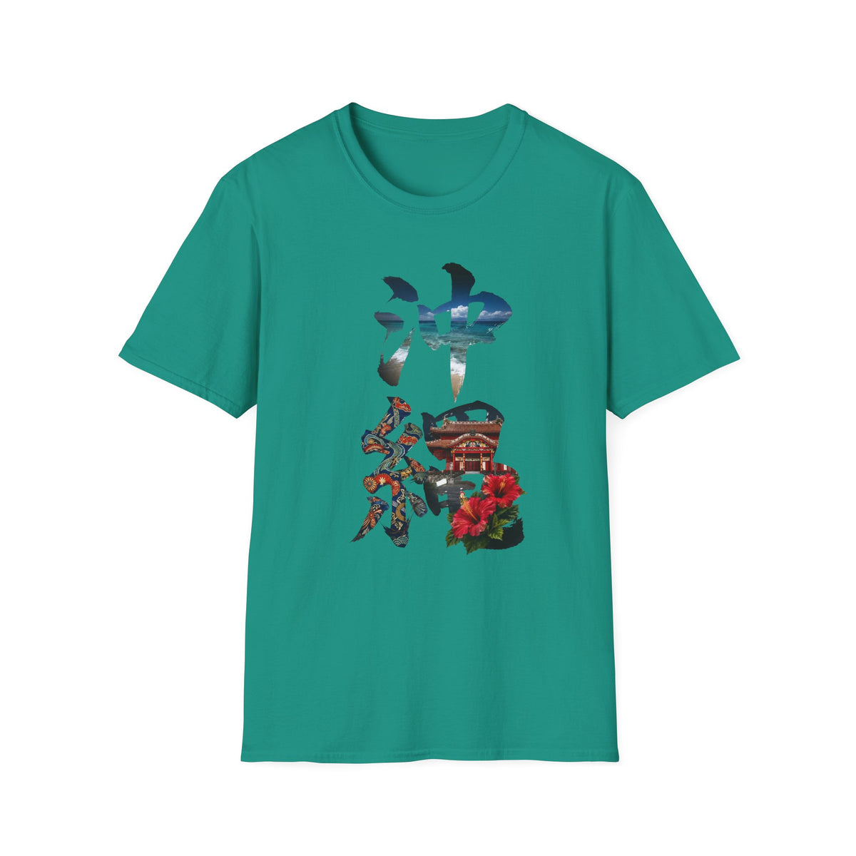 沖縄 風景漢字 Tシャツ｜大自然アート｜ユニセックス コットンTシャツ