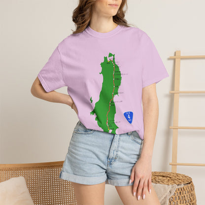 国道4号線 日本橋～青森ルートマップ Tシャツ｜ユニセックス コットンTシャツ