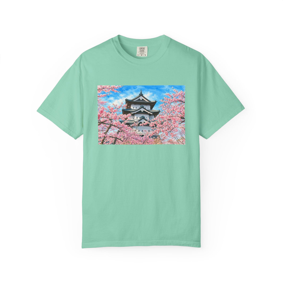 弘前城と桜 Tシャツ｜日本の春風景｜ユニセックス コットンTシャツ