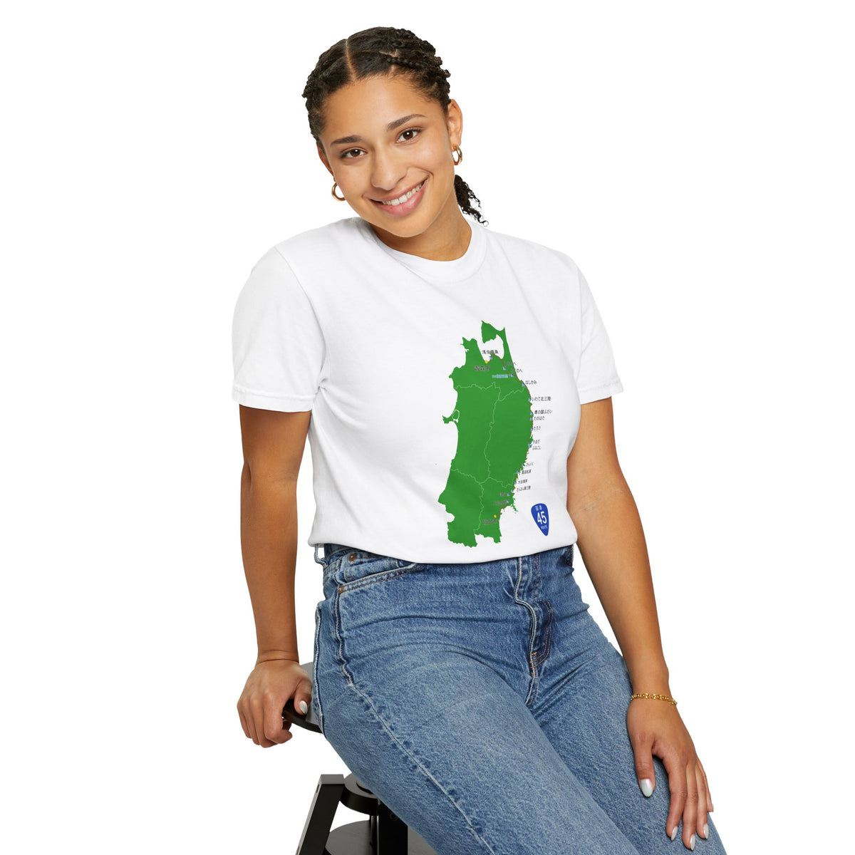 国道４５号線 仙台～青森ルートマップ Tシャツ｜ユニセックス コットンTシャツ