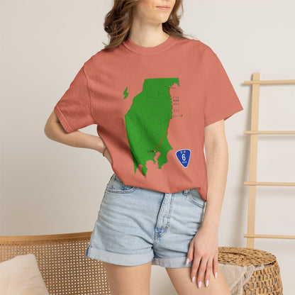 国道６号線 日本橋～仙台ルートマップ Tシャツ｜ユニセックス コットンTシャツ