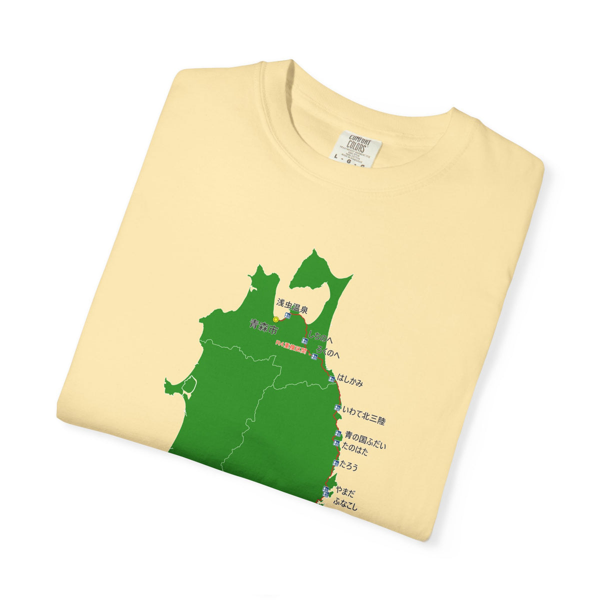 国道４５号線 仙台～青森ルートマップ Tシャツ｜震災復興｜ユニセックス コットンTシャツ