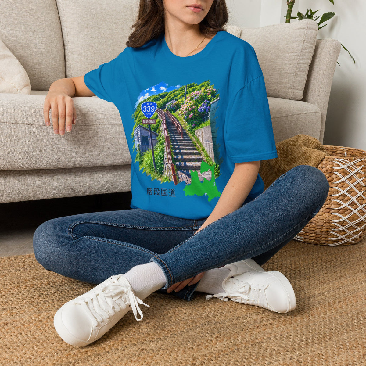 国道３３９号線　階段国道Tシャツ　 — 青森　道の駅４ヵ所ルートマップ
