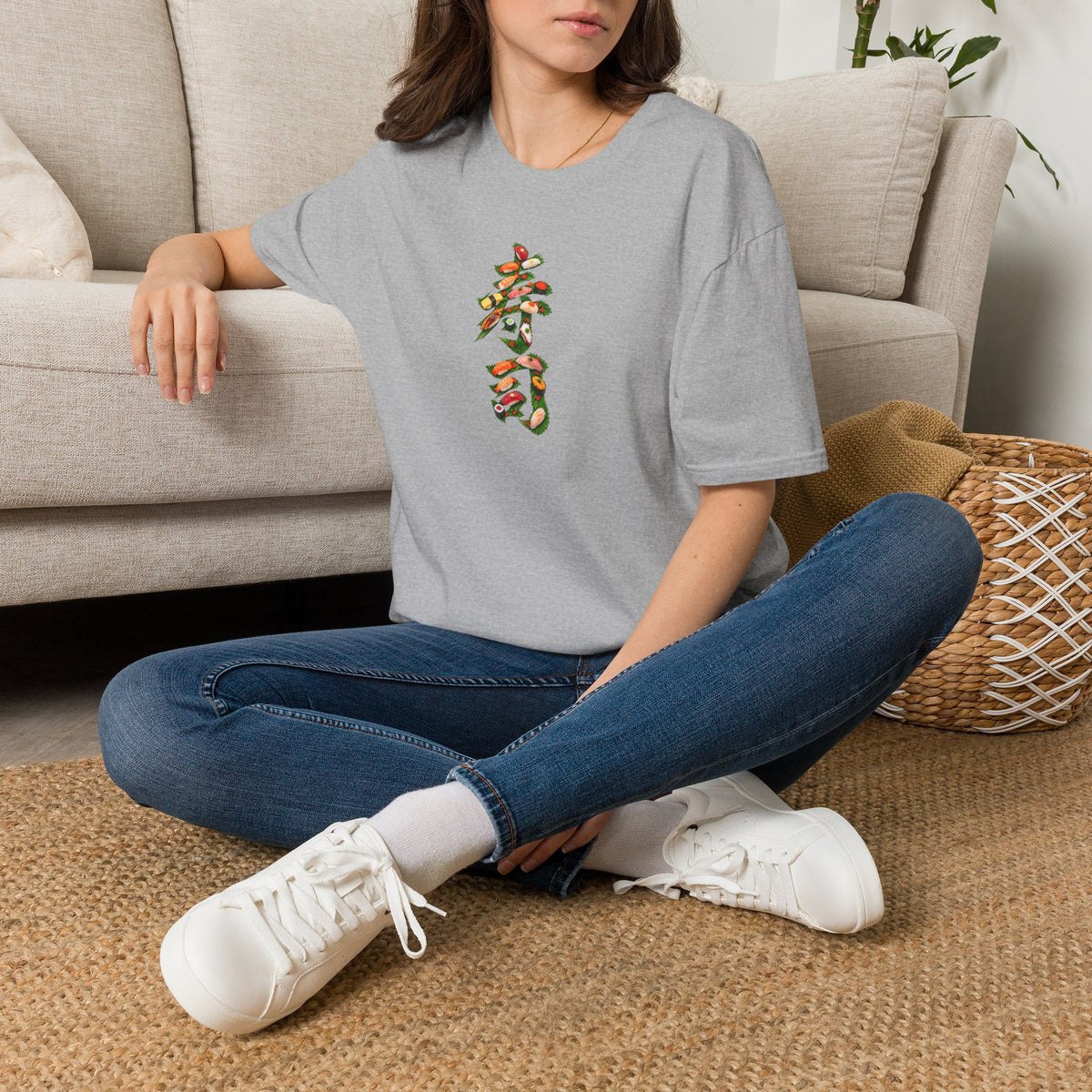 寿司 Tシャツ｜大葉と寿司で描いた漢字デザイン