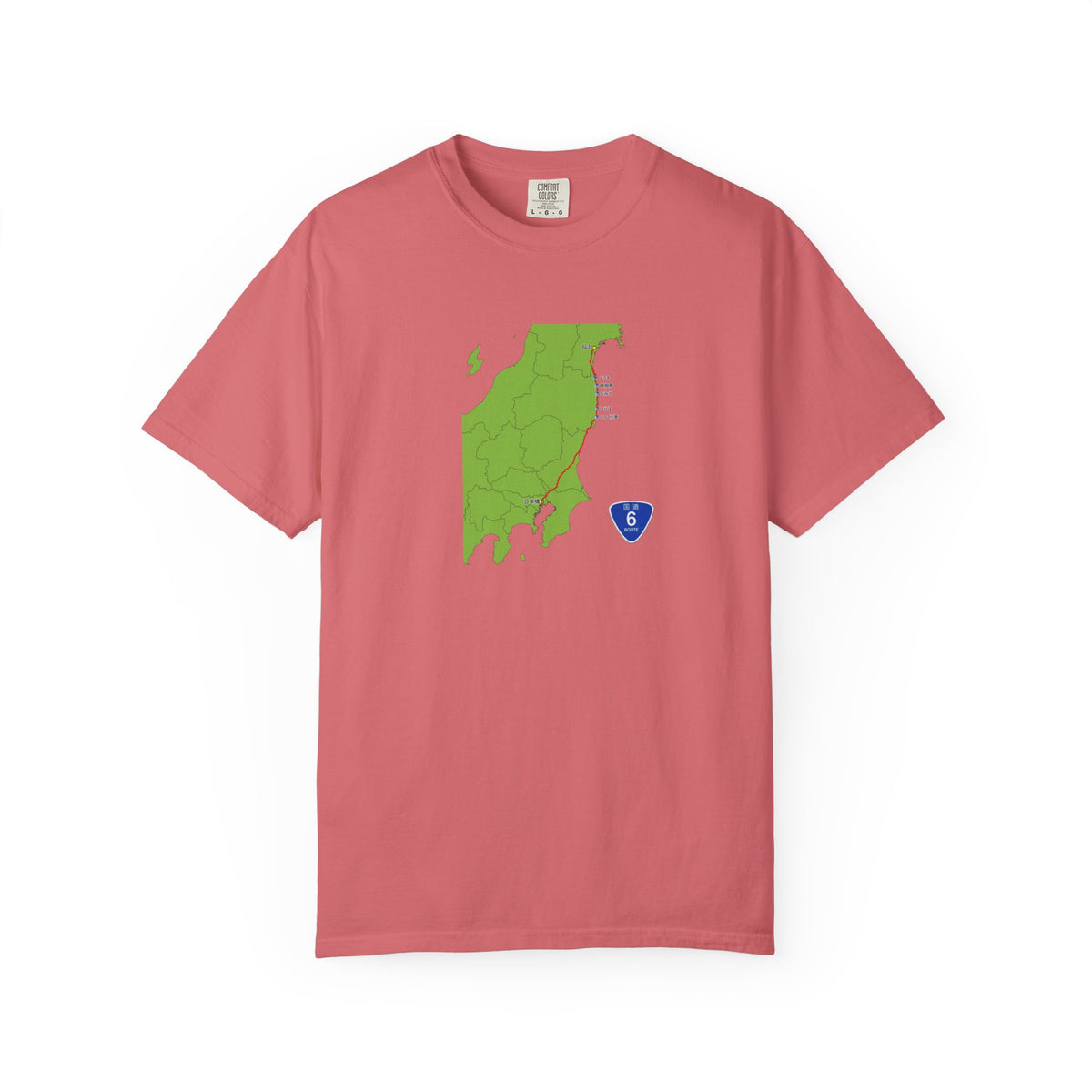 国道６号線 日本橋～仙台ルートマップ Tシャツ｜ユニセックス コットンTシャツ