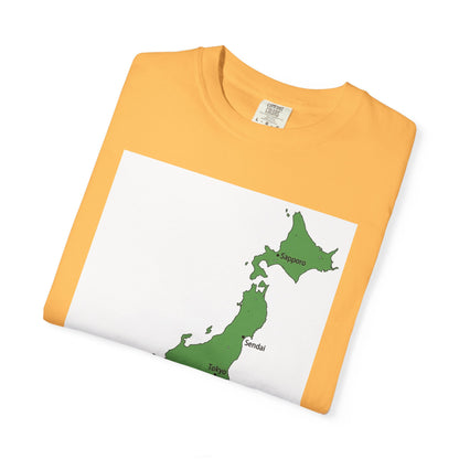 日本列島マップ Tシャツ｜主要都市入り｜Japan Map｜ユニセックス コットンTシャツ