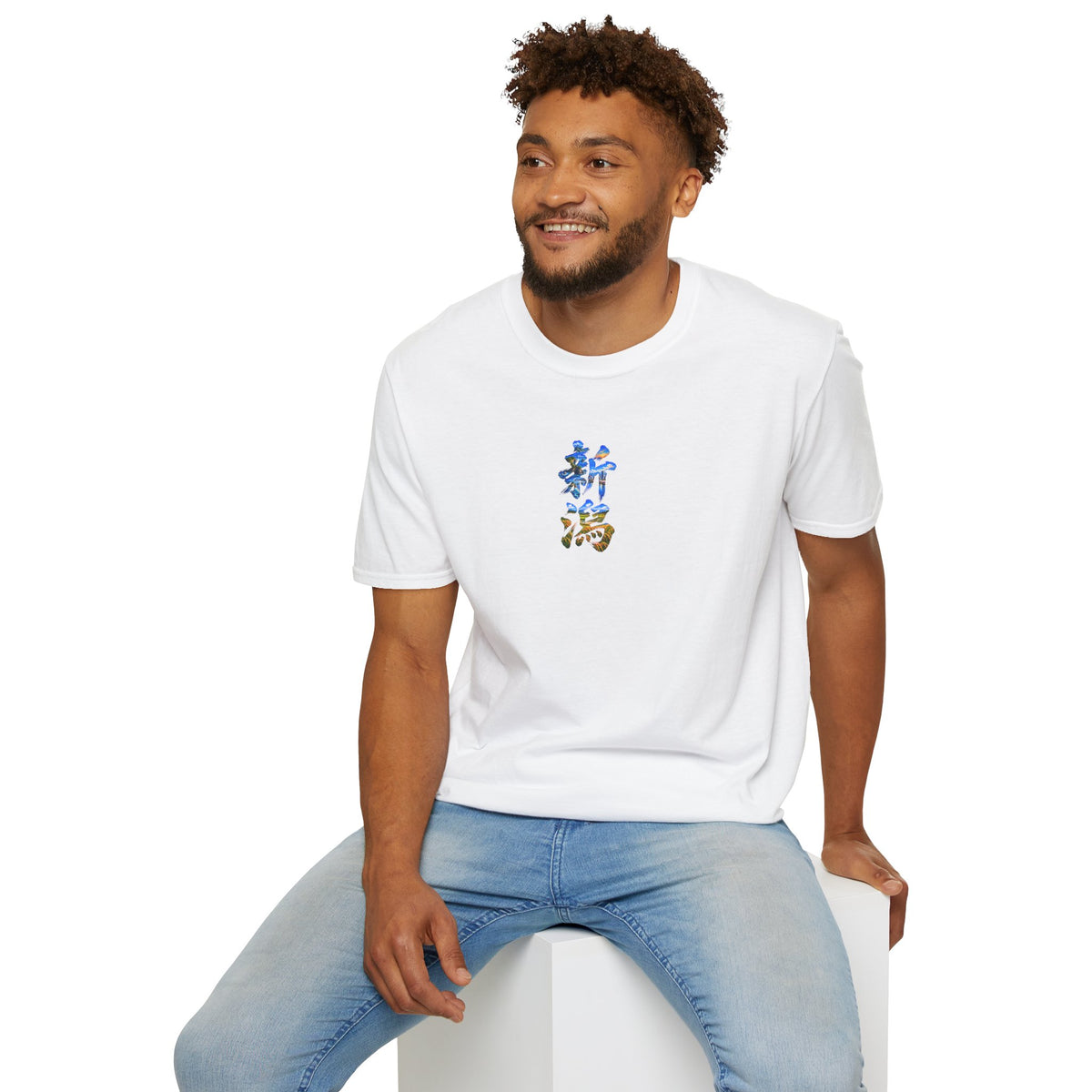 新潟 Tシャツ｜佐渡島・日本海・信濃川・水田・稲穂を描いた毛筆漢字デザイン