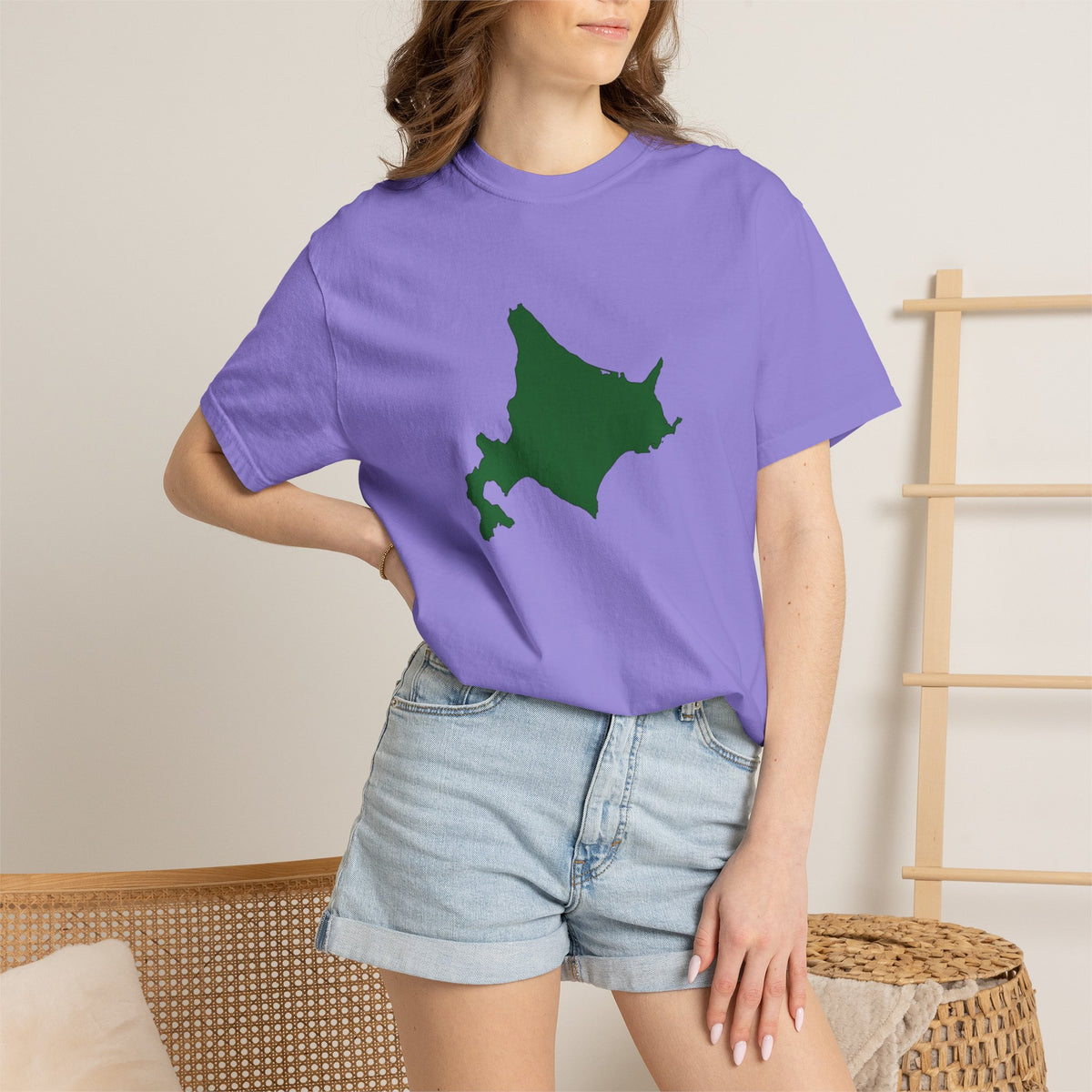 北海道 地図デザイン Tシャツ｜ユニセックス コットンTシャツ