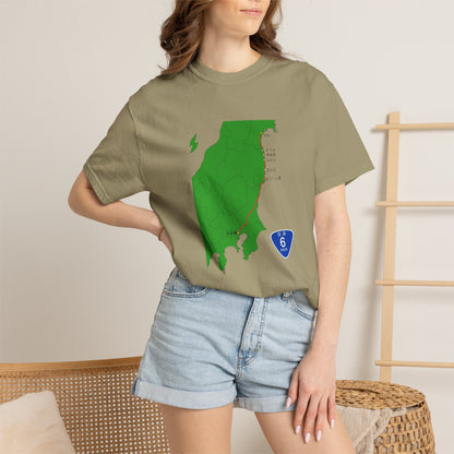 国道６号線 日本橋～仙台ルートマップ Tシャツ｜ユニセックス コットンTシャツ