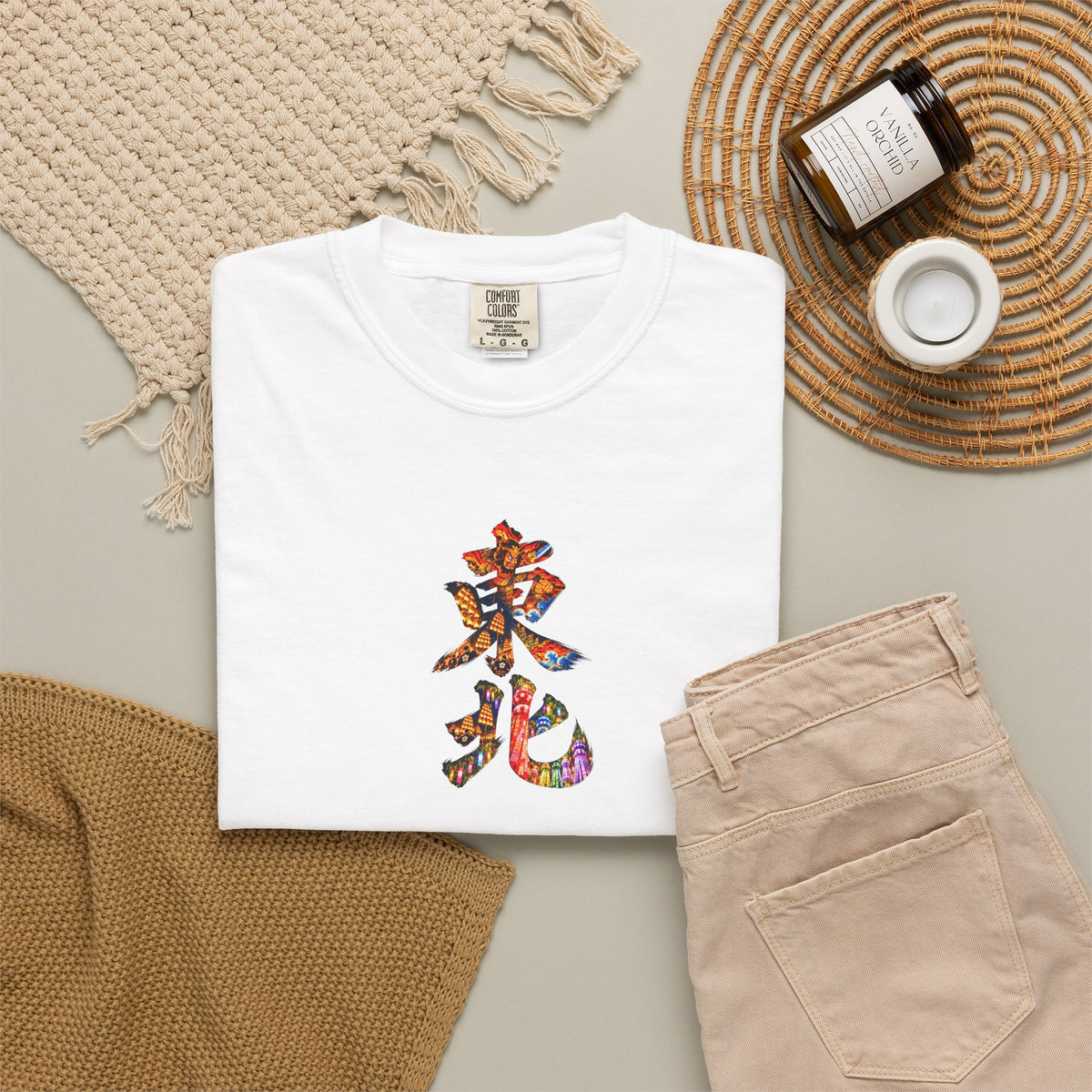 東北三大祭り Tシャツ｜青森ねぶた・秋田竿燈・仙台七夕 毛筆漢字デザイン