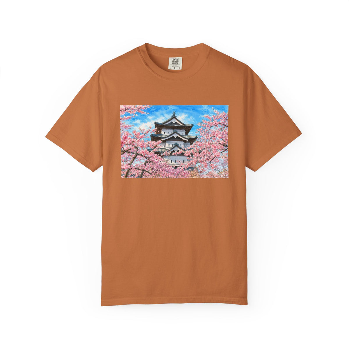 弘前城と桜 Tシャツ｜日本の春風景｜ユニセックス コットンTシャツ