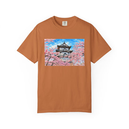 弘前城と桜 Tシャツ｜日本の春風景｜ユニセックス コットンTシャツ