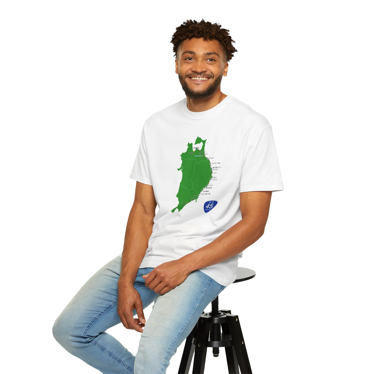 国道４５号線 仙台～青森ルートマップ Tシャツ｜ユニセックス コットンTシャツ
