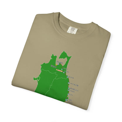 国道４５号線 仙台～青森ルートマップ Tシャツ｜震災復興｜ユニセックス コットンTシャツ