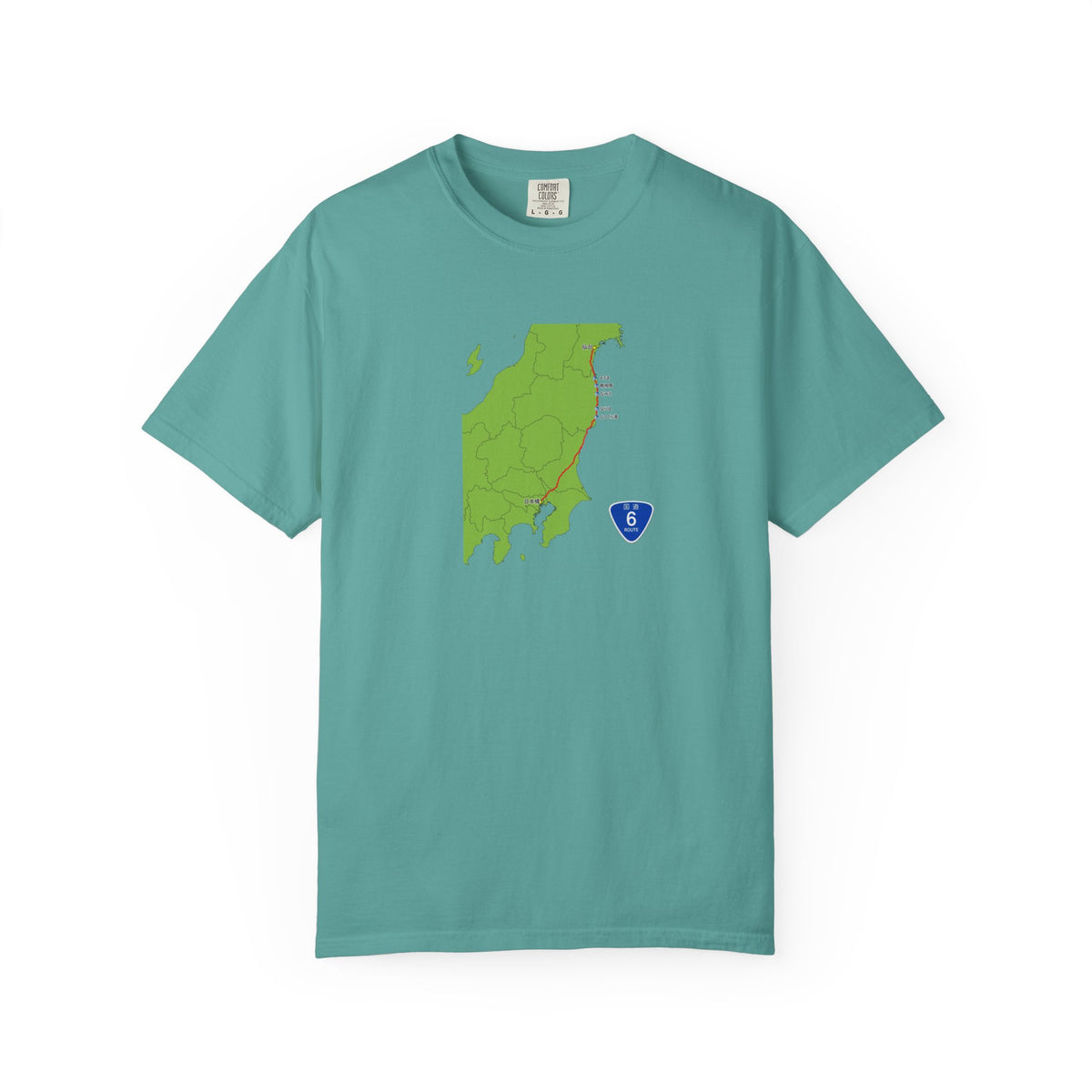 国道６号線 日本橋～仙台ルートマップ Tシャツ｜ユニセックス コットンTシャツ