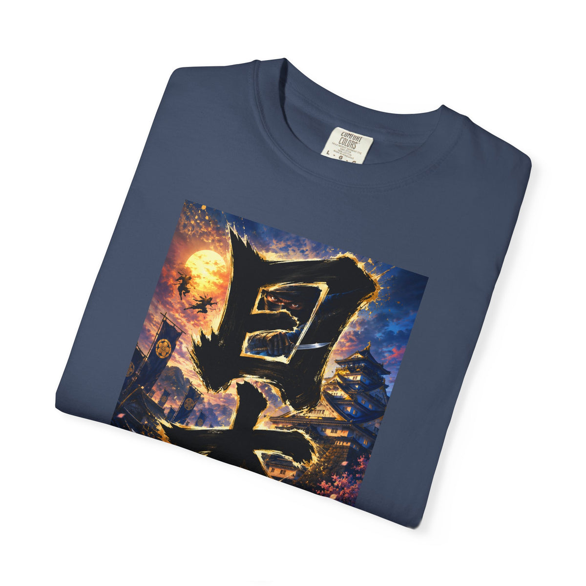 日本 書道・忍者・城デザイン Tシャツ｜和風アート｜ユニセックス コットンTシャツ