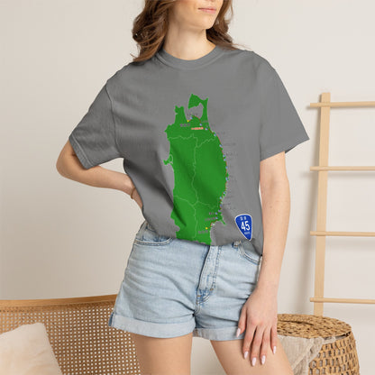国道４５号線 仙台～青森ルートマップ Tシャツ｜震災復興｜ユニセックス コットンTシャツ