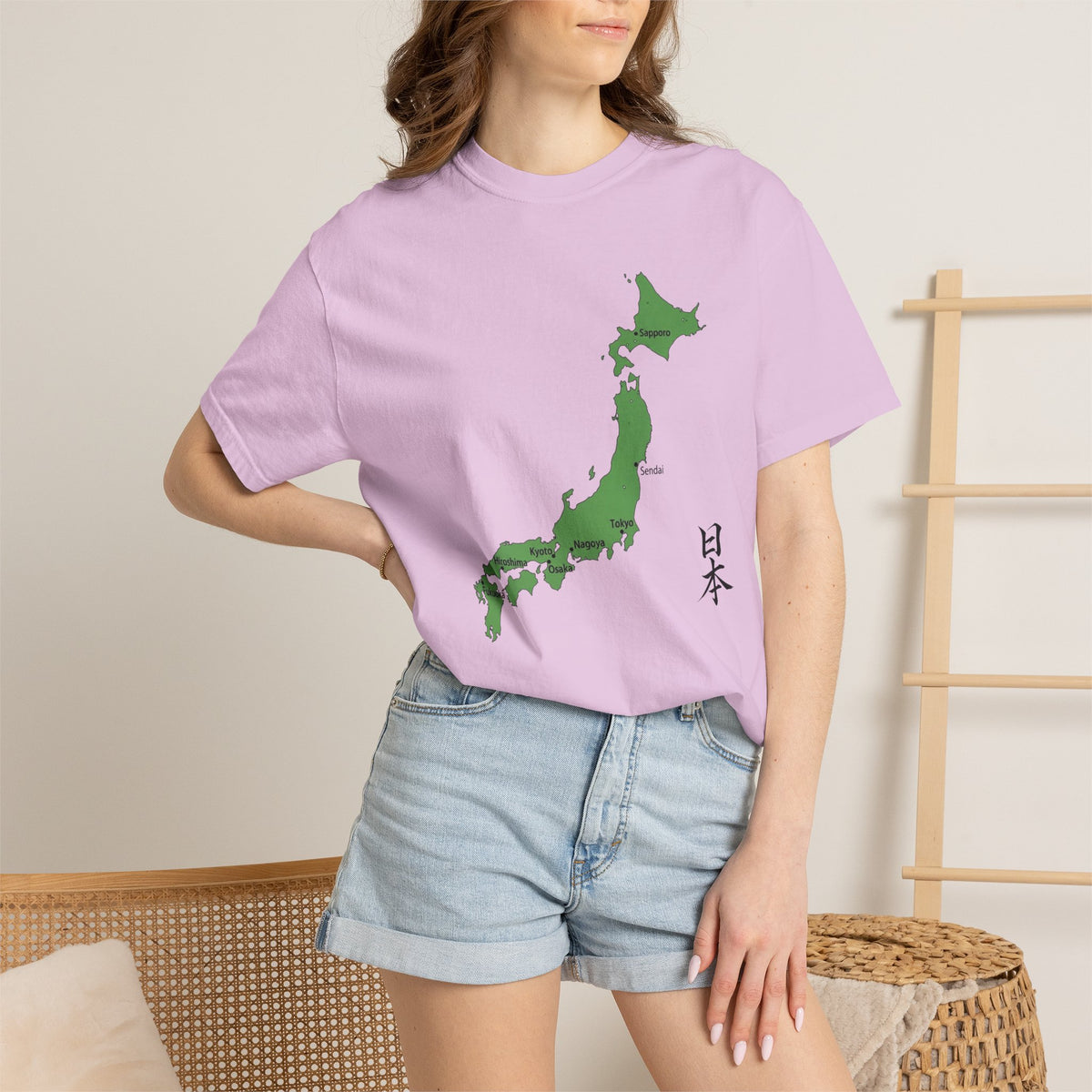 日本 Japan Map T-Shirt | Major Cities & Japanese Calligraphy Tee