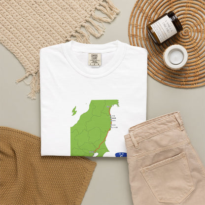 国道６号線 日本橋～仙台ルートマップ Tシャツ｜ユニセックス コットンTシャツ