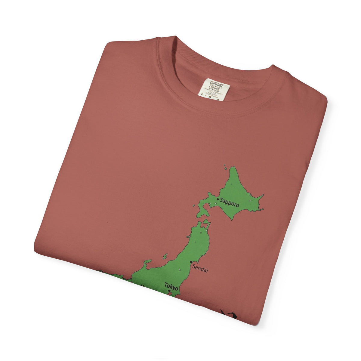 日本列島マップ Tシャツ｜主要都市入り｜Japan Map｜日本｜ユニセックス コットンTシャツ