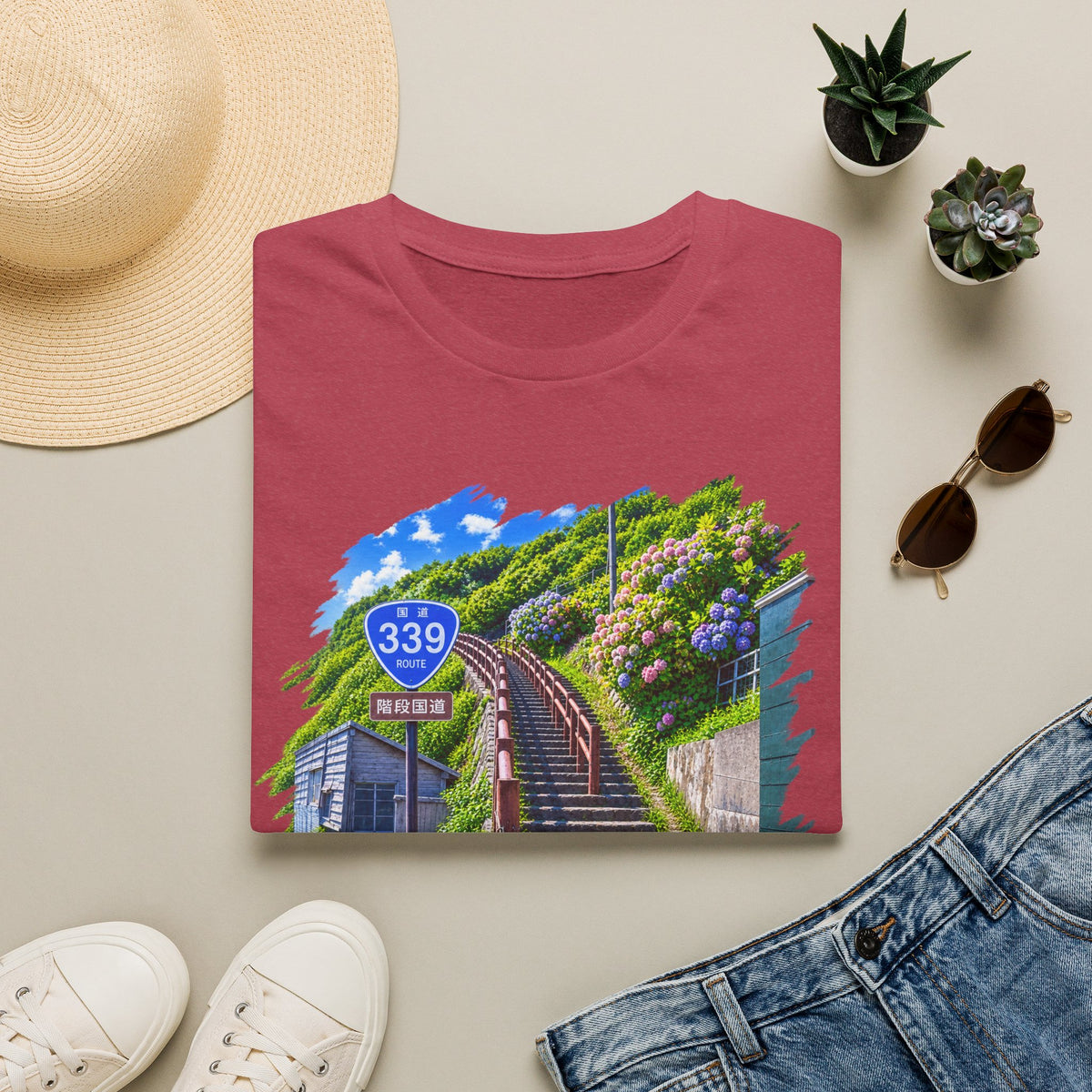 国道３３９号線　階段国道Tシャツ　 — 青森　道の駅４ヵ所ルートマップ