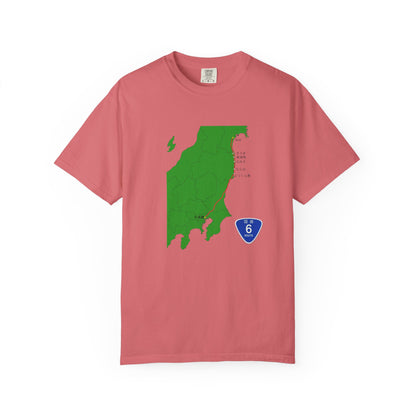 国道６号線 日本橋～仙台ルートマップ Tシャツ｜ユニセックス コットンTシャツ